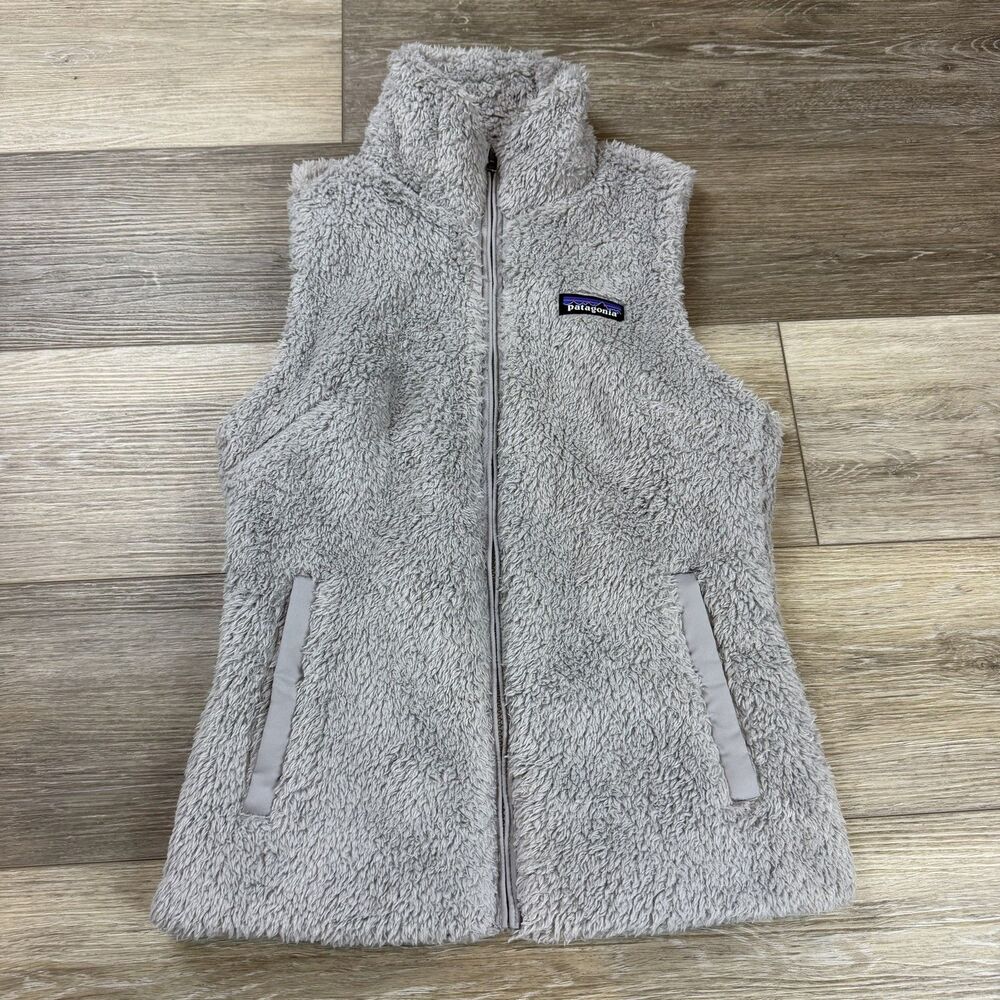Patagonia Los Gatos Vest Womens XS Gray Fuzzy Fleece Full Zip Outdoor Sherpa